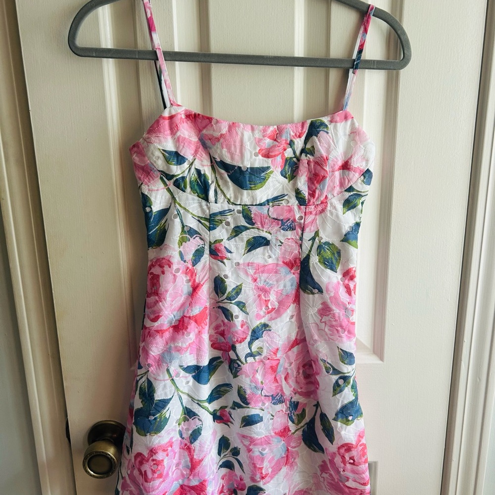 Floral Pink and White Dress